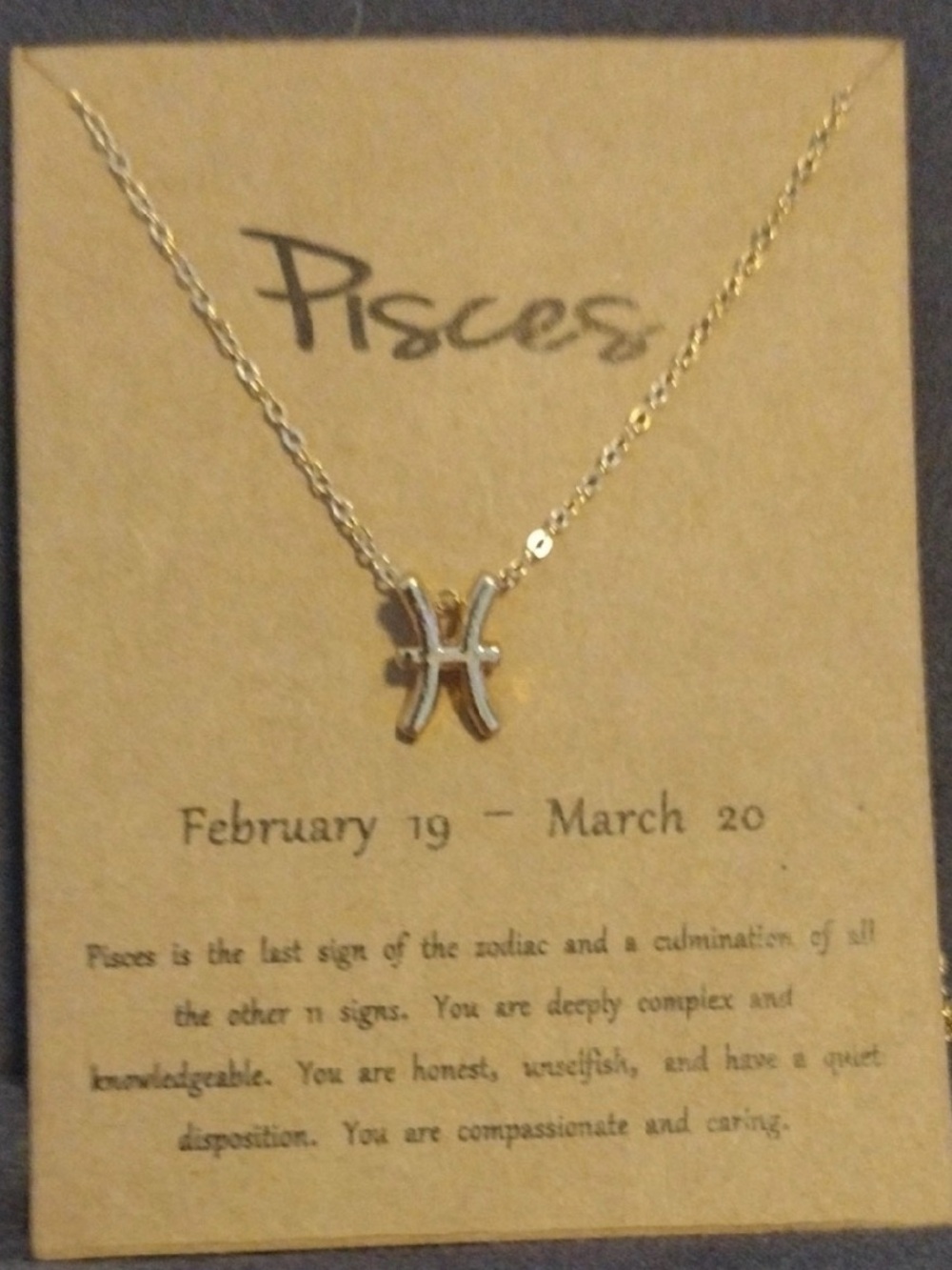 Pisces Zodiac Necklace, Gold, NWT - Picture 4 of 4